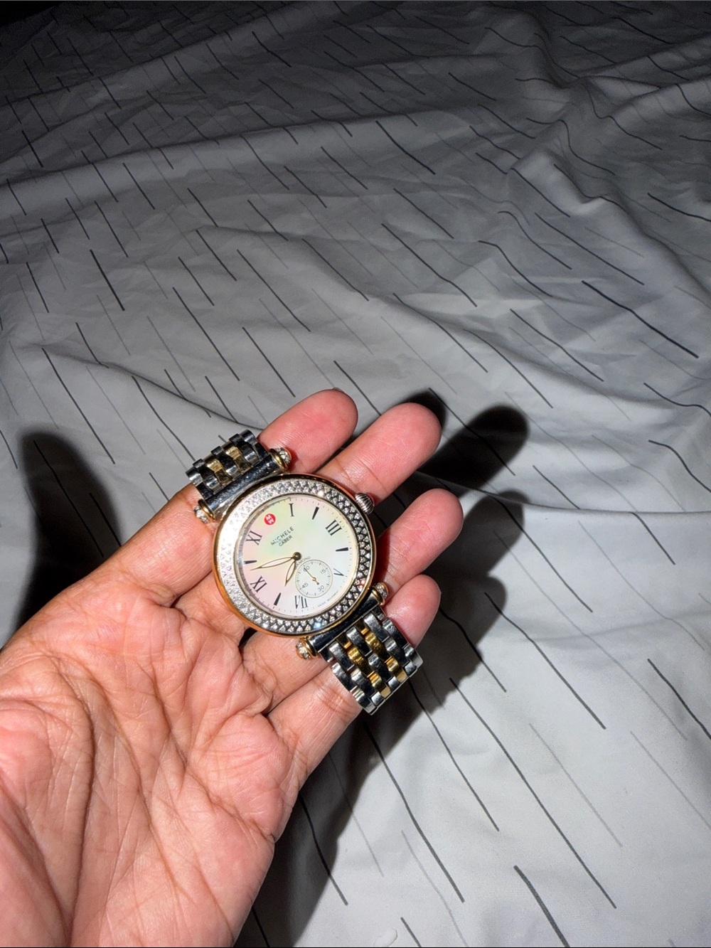 Michele Two-Tone Silver and Gold Bracelet Watch